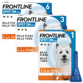 FRONTLINE SPOT ON Flea & Tick Treatment Small Dog (2-10kg) 1, 3 and 6 Pipette Packs