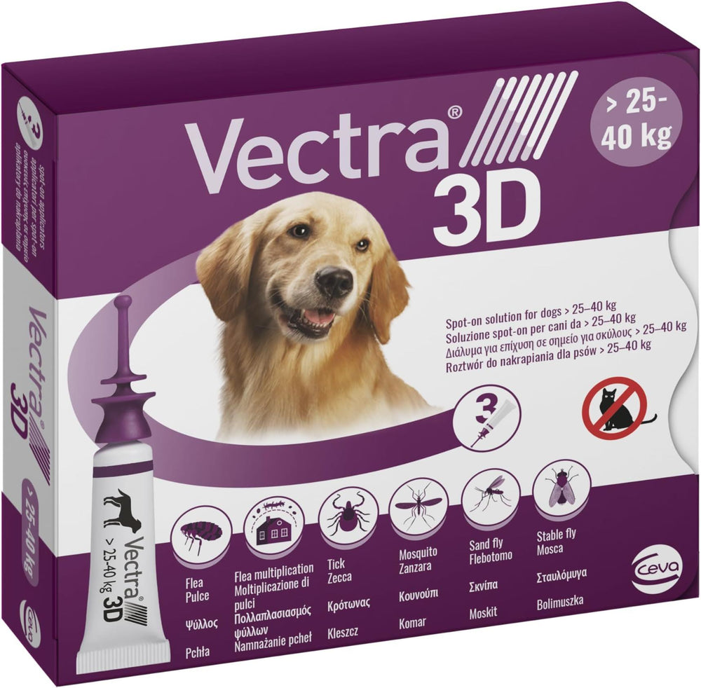 Vectra 3D Spot on Solution Flea, Ticks and Mosquito Repellent For Dogs, 3 Pipettes