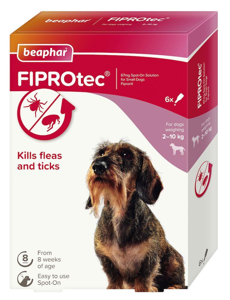 Beaphar FIPROtec Flea & Tick Spot-On Treatment for Small Dogs (2-10kg), 1, 4, 6