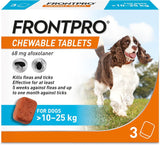 FRONTPRO Flea and Tick Chewable Tablets for Dogs Fast-Acting For S/M/L/XL Dogs 3 Pack
