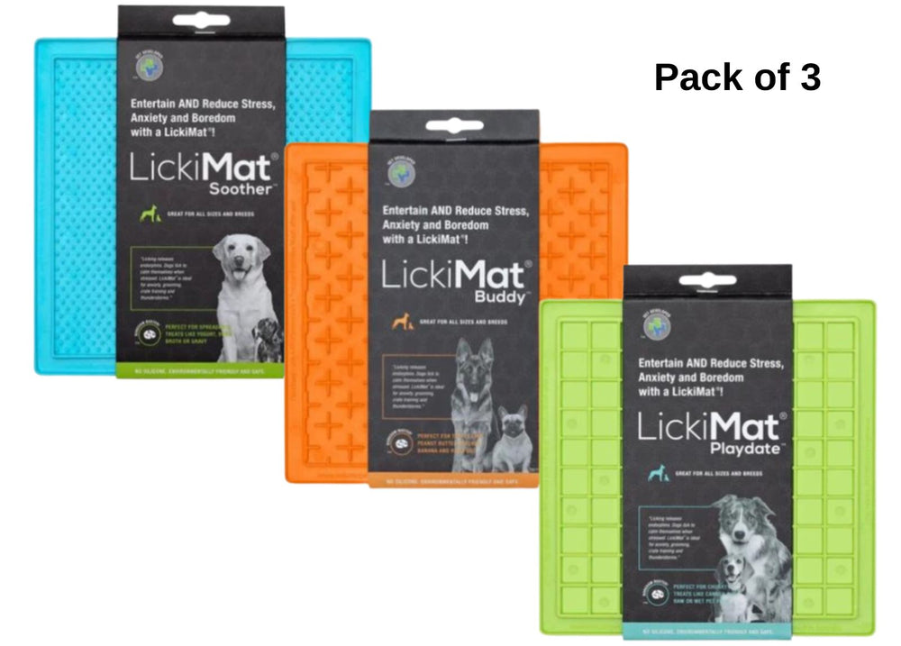 Lickimat Treat mats for Dogs and Cats Pets Enrichment Plates Pet Treat 3 Pack UK