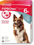 Beaphar FIPROtec Flea & Tick Spot-On Treatment for Medium Dogs (10-20kg), 1, 4, 6