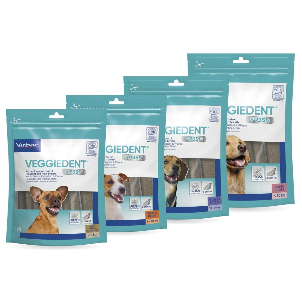 Virbac Veggiedent FR3SH Dental Chews for Dog Helps Clean Teeth & Freshen Breath, 15