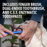 Virbac Dog Cat Toothpaste Kit Dental Toothbrush Finger Brush Poultry Flavour 70g Fish