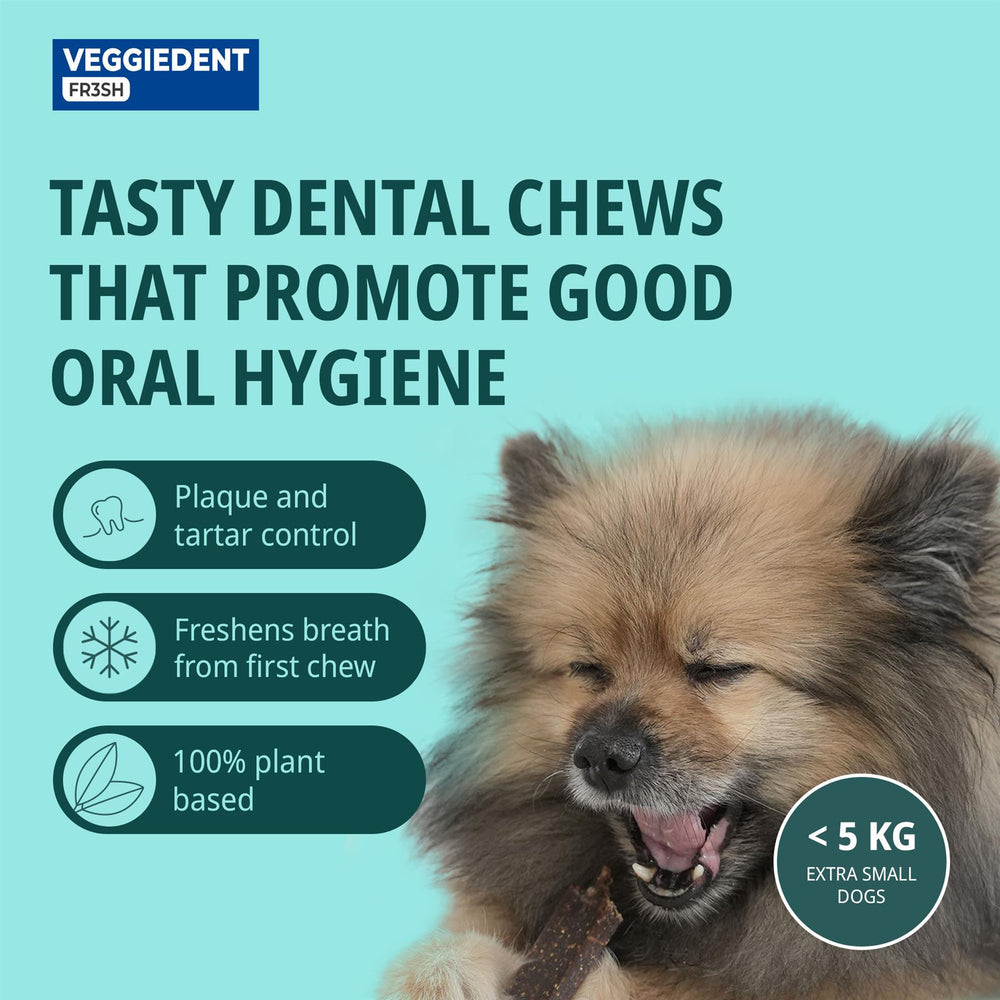 Virbac Veggiedent FR3SH Dental Chews for Dog Helps Clean Teeth & Freshen Breath, 15