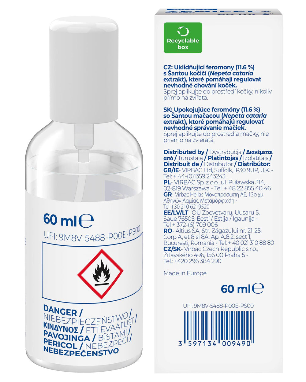 Virbac Zenifel Calming Gel Diffuser & Calming Spray For Cats Calming Pheromones