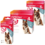 Beaphar FIPROtec Flea & Tick Spot-On Treatment for Medium Dogs (10-20kg), 1, 4, 6