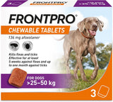 FRONTPRO Flea and Tick Chewable Tablets for Dogs Fast-Acting For S/M/L/XL Dogs 3 Pack