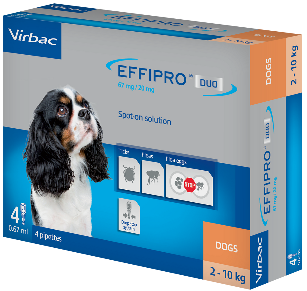 Effipro Duo Spot on Solutions For Cat S/M/L/XL Dog 4 Pipettes per Pack