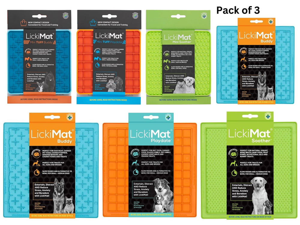 Lickimat Treat mats for Dogs and Cats Pets Enrichment Plates Pet Treat 3 Pack UK