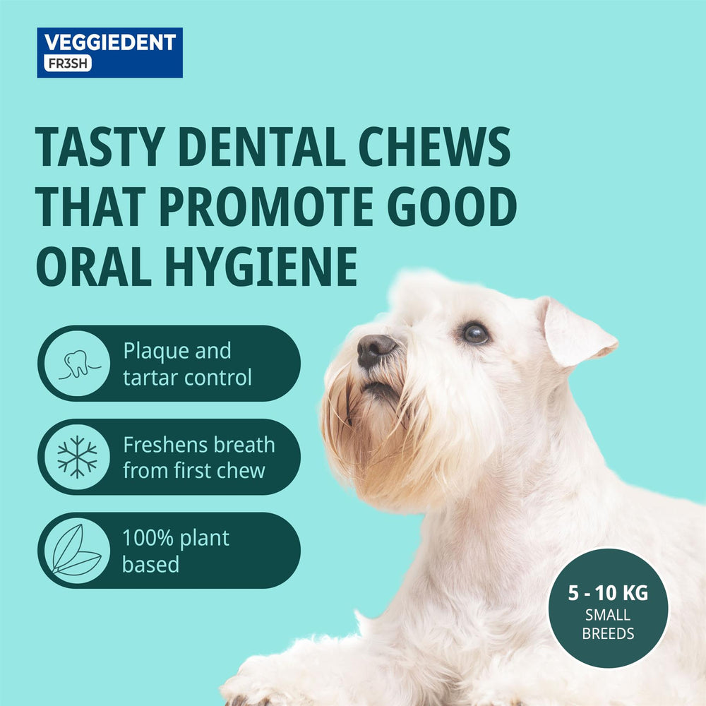 Virbac Veggiedent FR3SH Dental Chews for Dog Helps Clean Teeth & Freshen Breath, 15