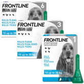 FRONTLINE Plus Flea & Tick Treatment Medium Dog (10-20kg) 1, 3, 6 Pipette Packs