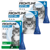 FRONTLINE SPOT ON Flea & Tick Treatment Cat 1, 3 and 6 Pipette Packs