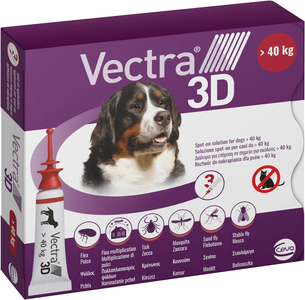 Vectra 3D Spot on Solution Flea, Ticks and Mosquito Repellent For Dogs, 3 Pipettes