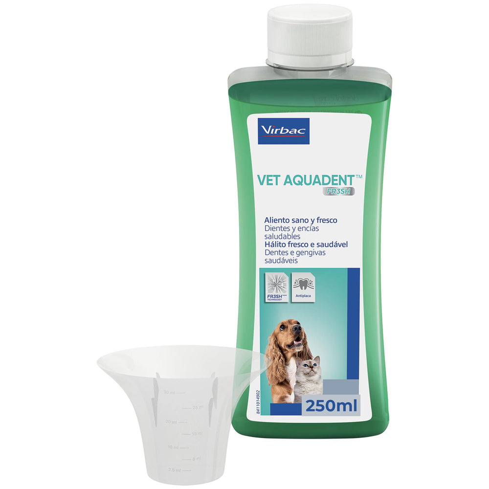 Virbac Vet Aquadent Anti-Plaque Solution for Cat and Dog, Pet Dental Care Solution