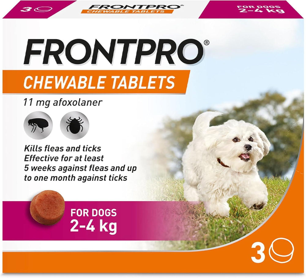 FRONTPRO Flea and Tick Chewable Tablets for Dogs Fast-Acting For S/M/L/XL Dogs 3 Pack