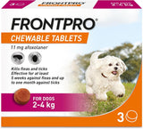 FRONTPRO Flea and Tick Chewable Tablets for Dogs Fast-Acting For S/M/L/XL Dogs 3 Pack