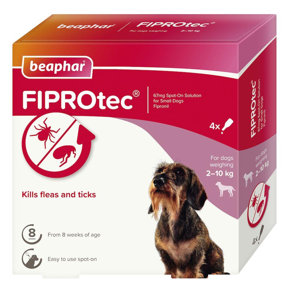 Beaphar FIPROtec Flea & Tick Spot-On Treatment for Small Dogs (2-10kg), 1, 4, 6