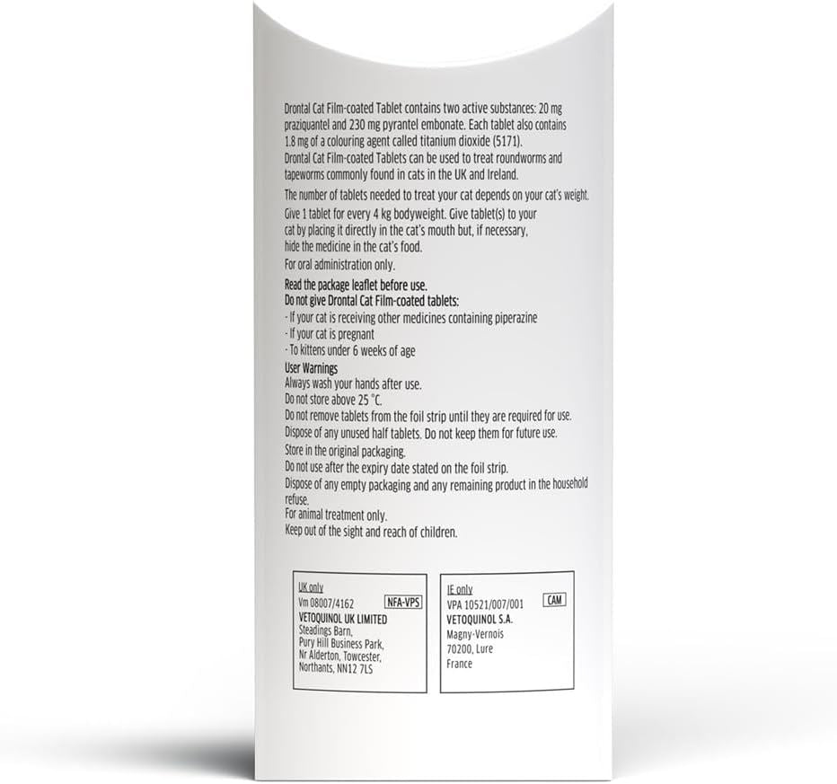 Drontal Wormer tablets for Small and Medium Cats (Under 4kg)