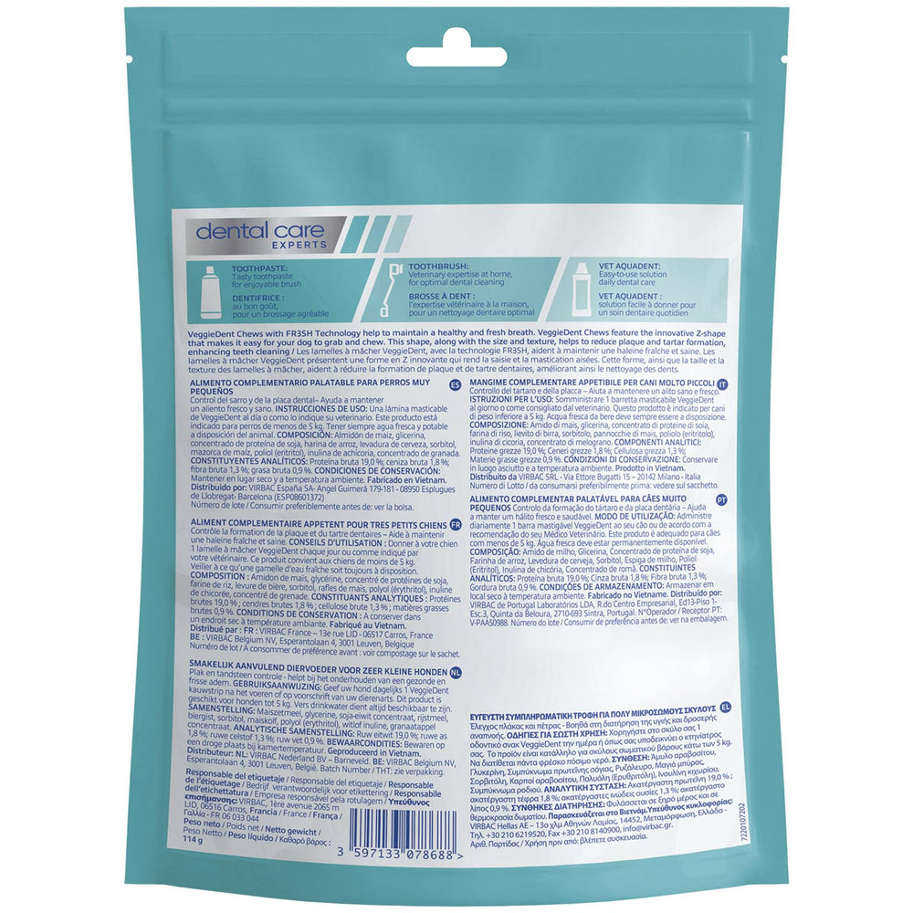 Virbac Veggiedent FR3SH Dental Chews for Dog Helps Clean Teeth & Freshen Breath, 15