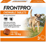 FRONTPRO Flea and Tick Chewable Tablets for Dogs Fast-Acting For S/M/L/XL Dogs 3 Pack