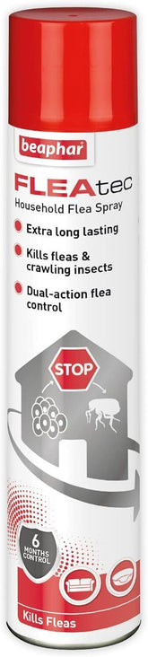Beaphar FLEAtec Household Flea Spray 600ml Kills Fleas, Flea Eggs, & Flea Larvae Fast-Acting, Effective for up to 6 Months