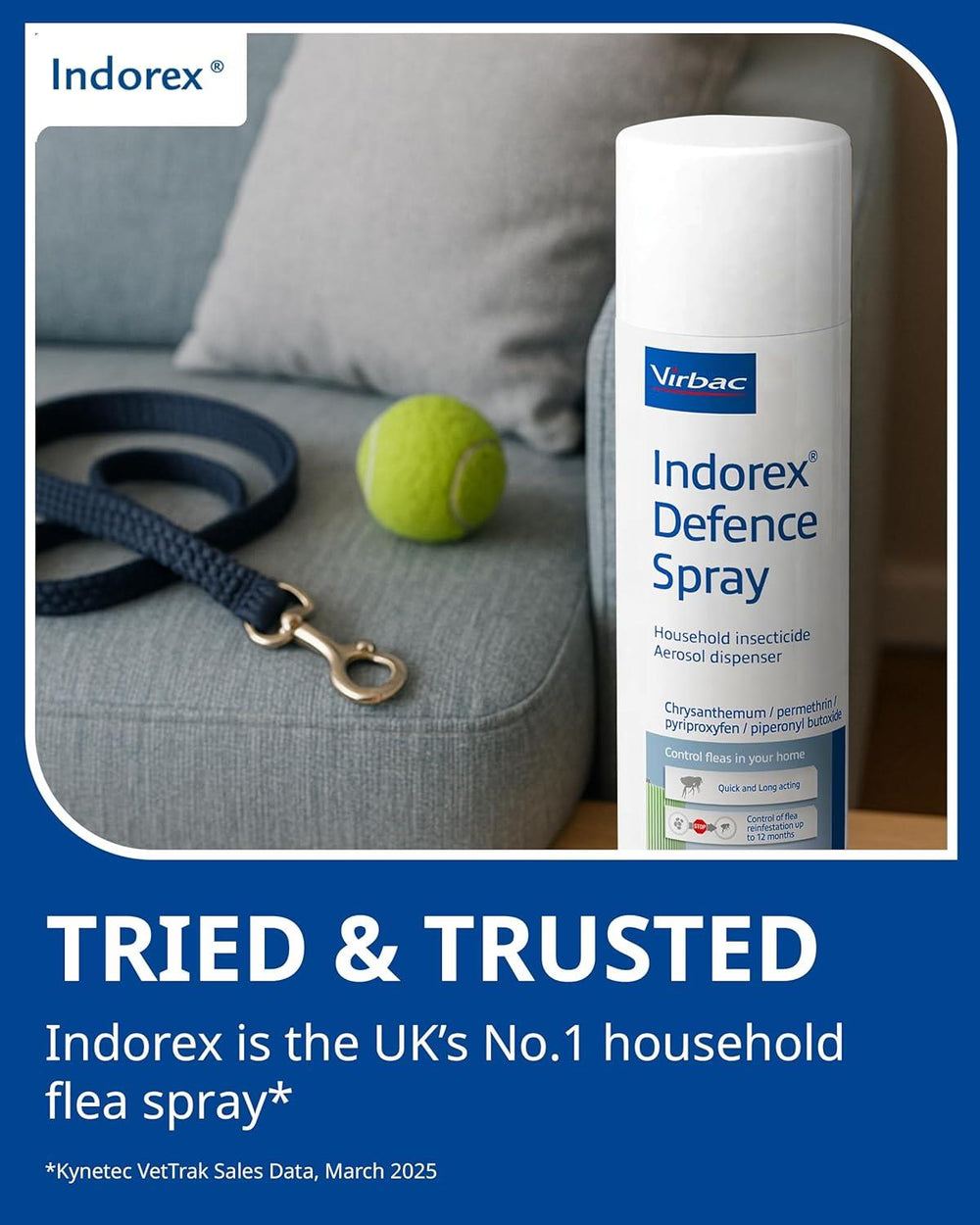 Indorex Defence Household Flea Spray Dog Cat 500ml - 12 Month Protection