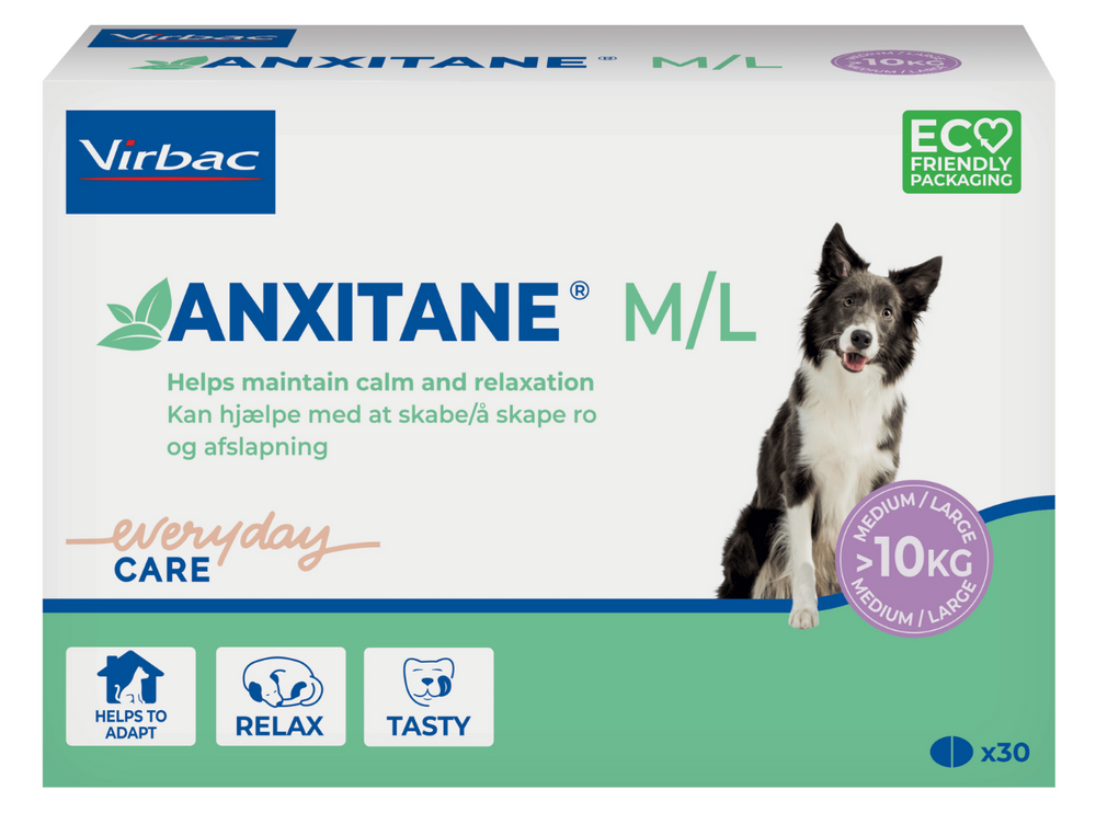 Anxitane Dog Calming Anxiety Stress Relief 30 Chewable Tablets For Dogs, Cats -