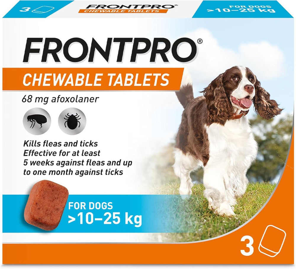 FRONTPRO Flea and Tick Chewable Tablets for Dogs Fast-Acting For S/M/L/XL Dogs 3 Pack