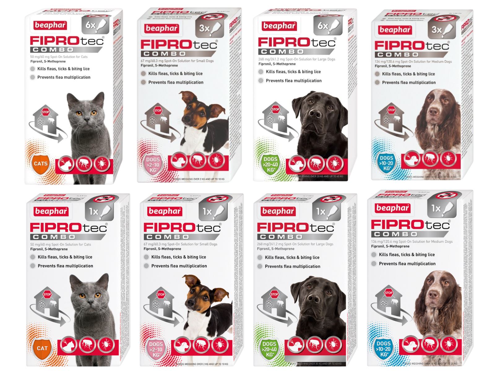 Beaphar FIPROtec COMBO Dog/Cat Flea and Tick Treatment Spot On Solution Effectiv