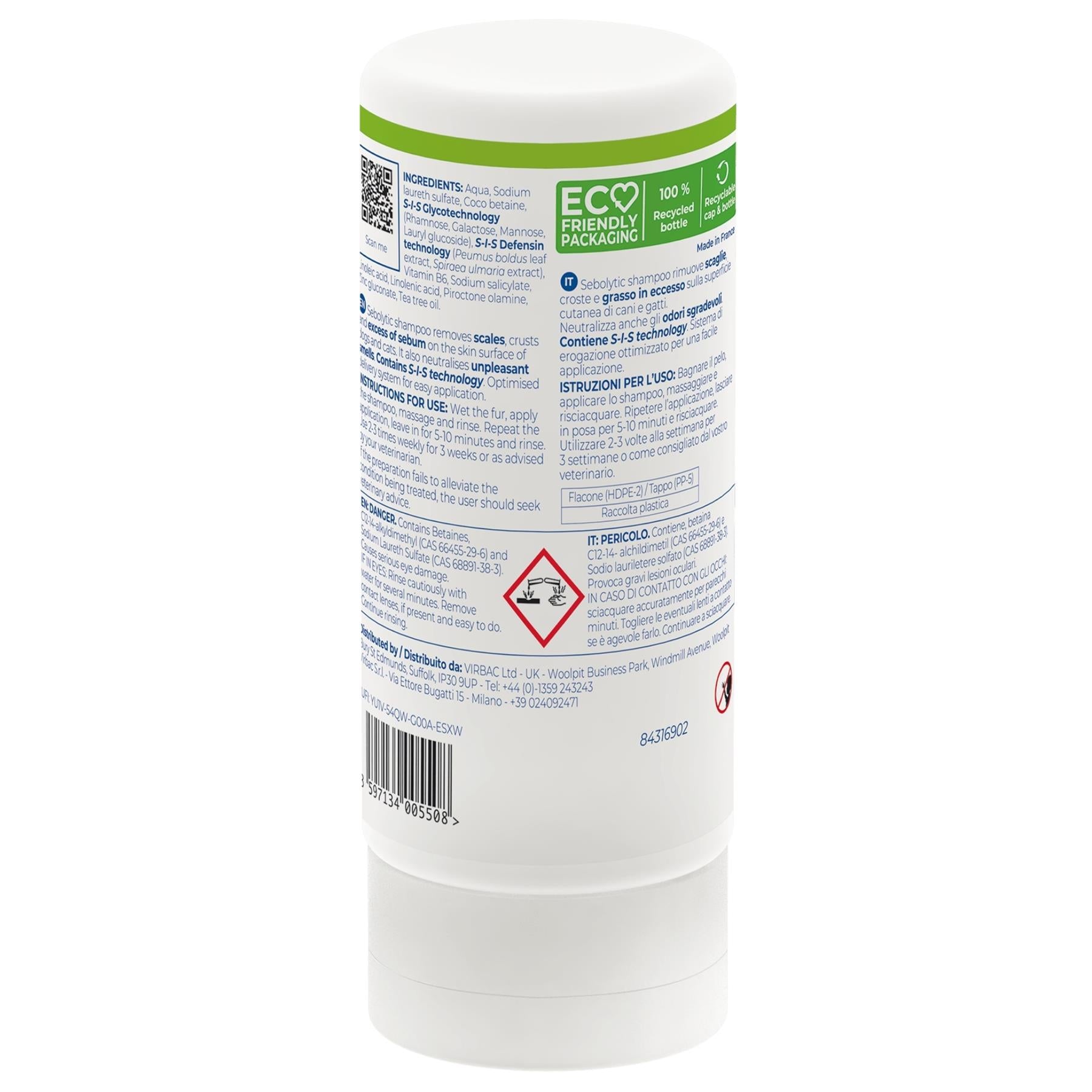 Virbac Sebolytic Shampoo for Dogs & Cats Skin & Coat 250ml
