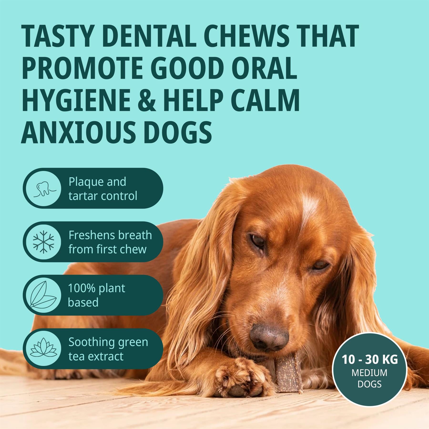 Virbac Veggiedent Zen 15 Dental Oral Care Dog Chews + Calming Anxiety Relief XS S M L