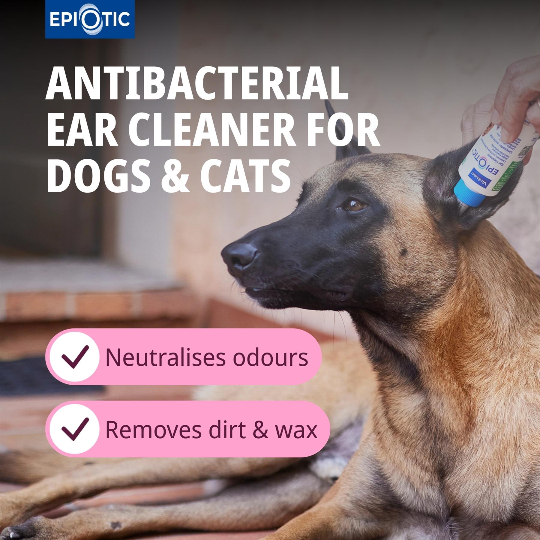 EpiOtic Ear Cleaner for Cats & Dogs - 60ml & 125ml Bottle - Antibacterial & Antifungal