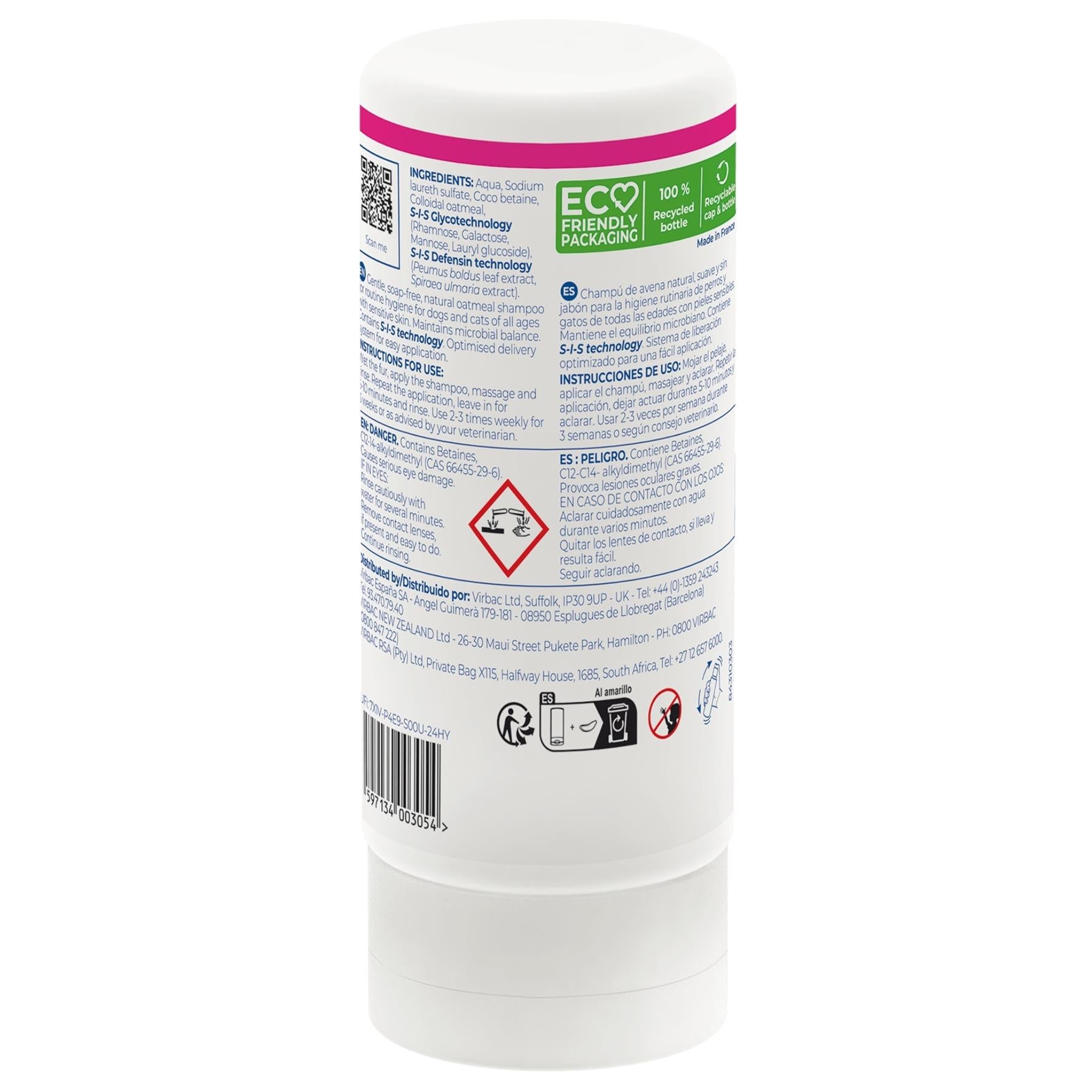 Virbac Allerderm Sensitive Skin Shampoo 250ml for Dogs & Cats routine cleansing