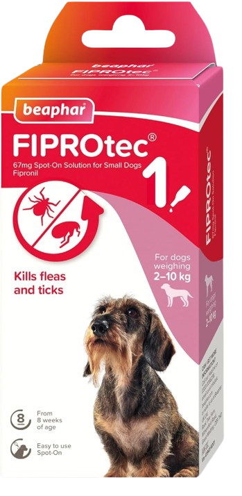 Beaphar FIPROtec Flea & Tick Spot-On Treatment for Small Dogs (2-10kg), 1, 4, 6