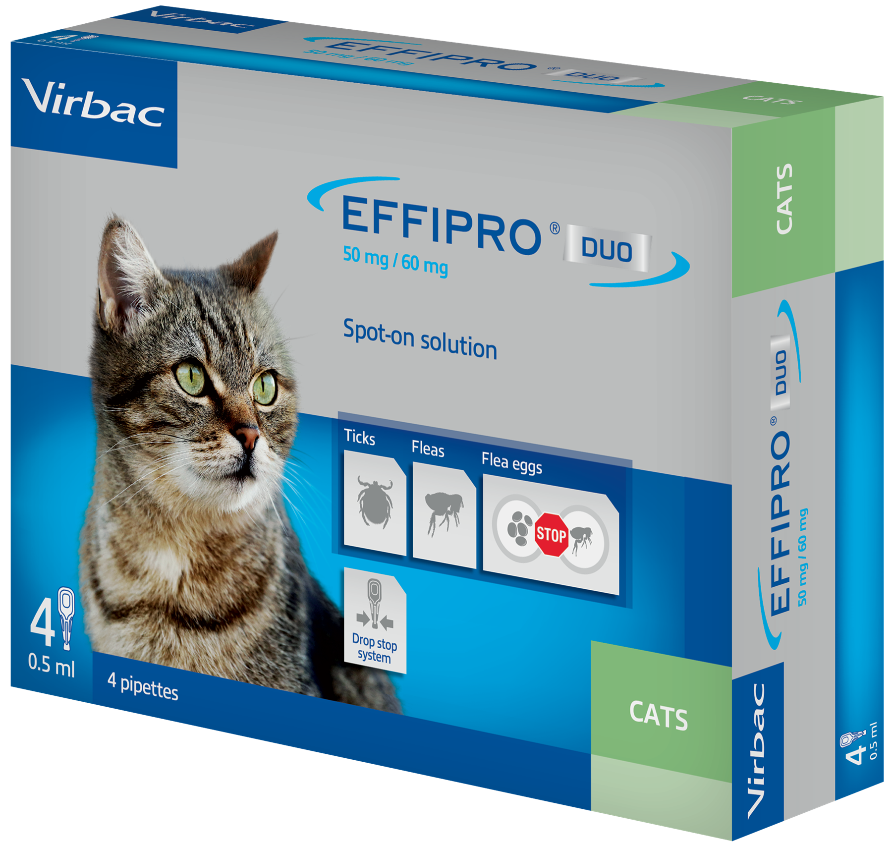 Effipro Duo Spot on Solutions For Cat S/M/L/XL Dog 4 Pipettes per Pack