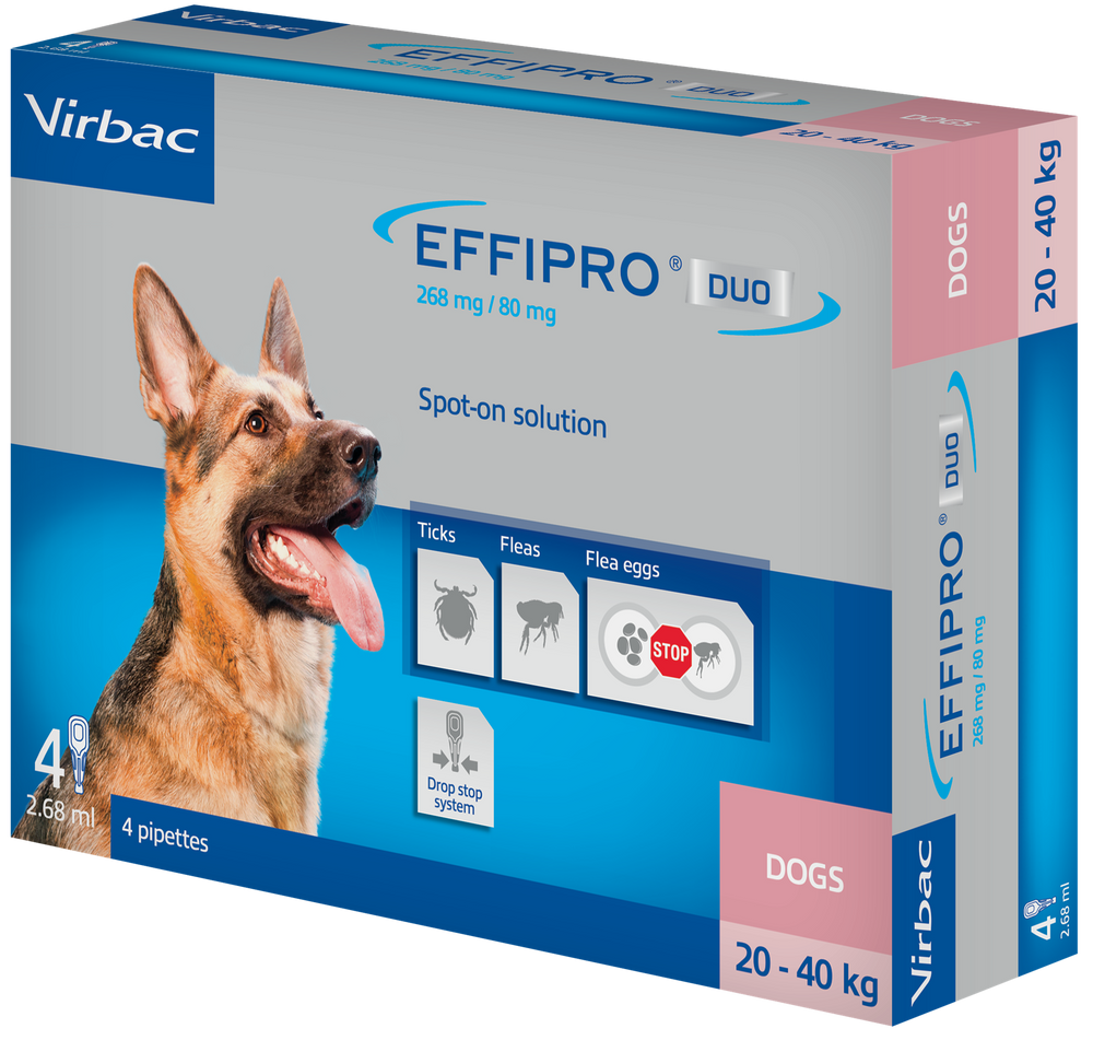 Effipro Duo Spot on Solutions For Cat S/M/L/XL Dog 4 Pipettes per Pack