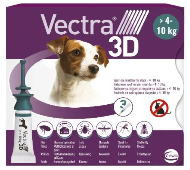 Vectra 3D Spot on Solution Flea, Ticks and Mosquito Repellent For Dogs, 3 Pipettes