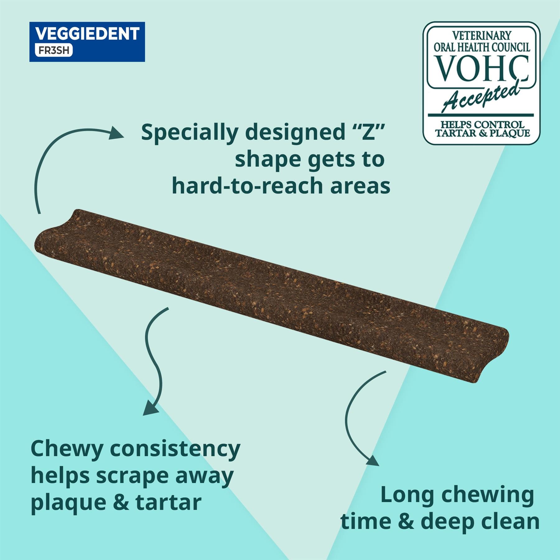 Virbac Veggiedent FR3SH Dental Chews for Dog Helps Clean Teeth & Freshen Breath, 15