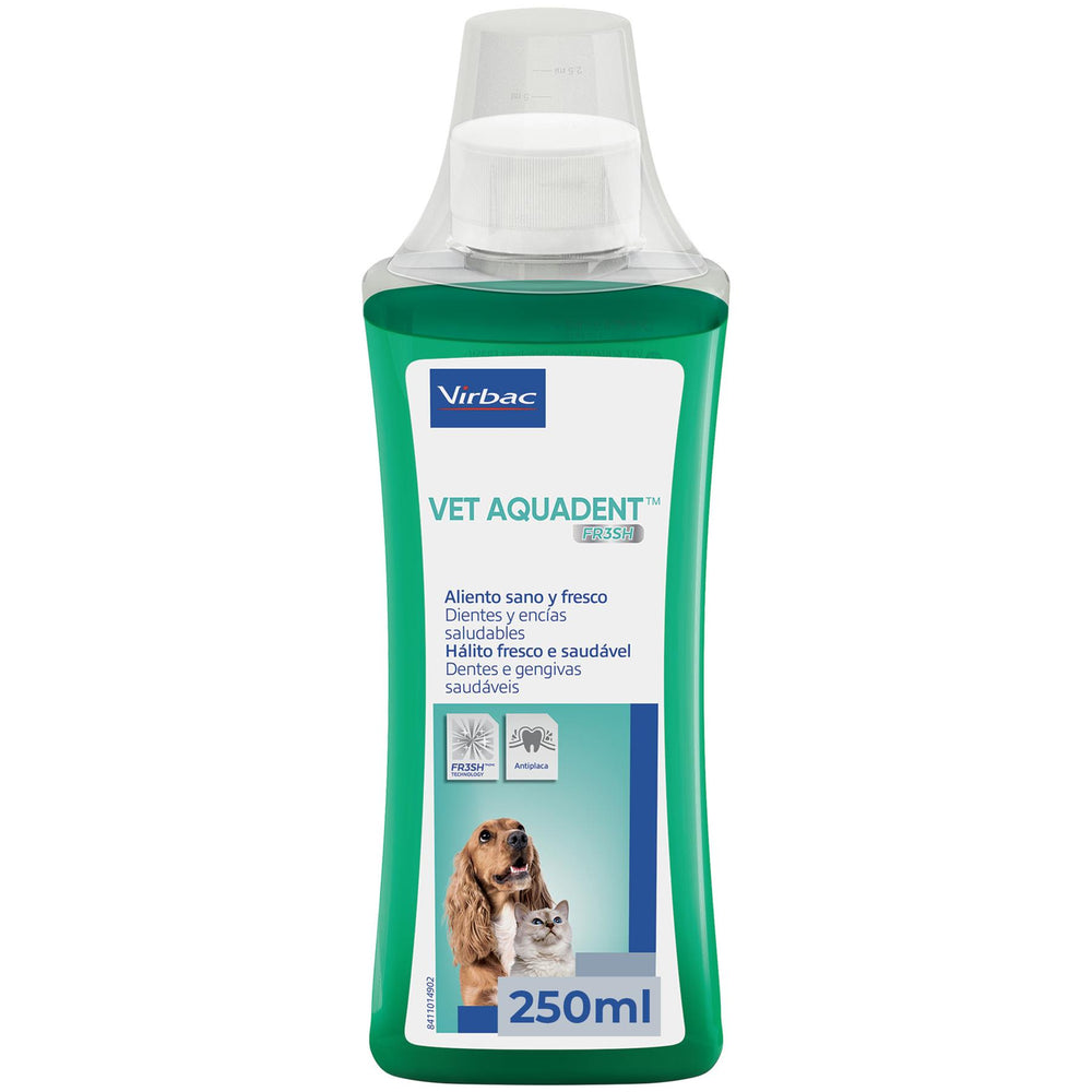Virbac Vet Aquadent Anti-Plaque Solution for Cat and Dog, Pet Dental Care Solution