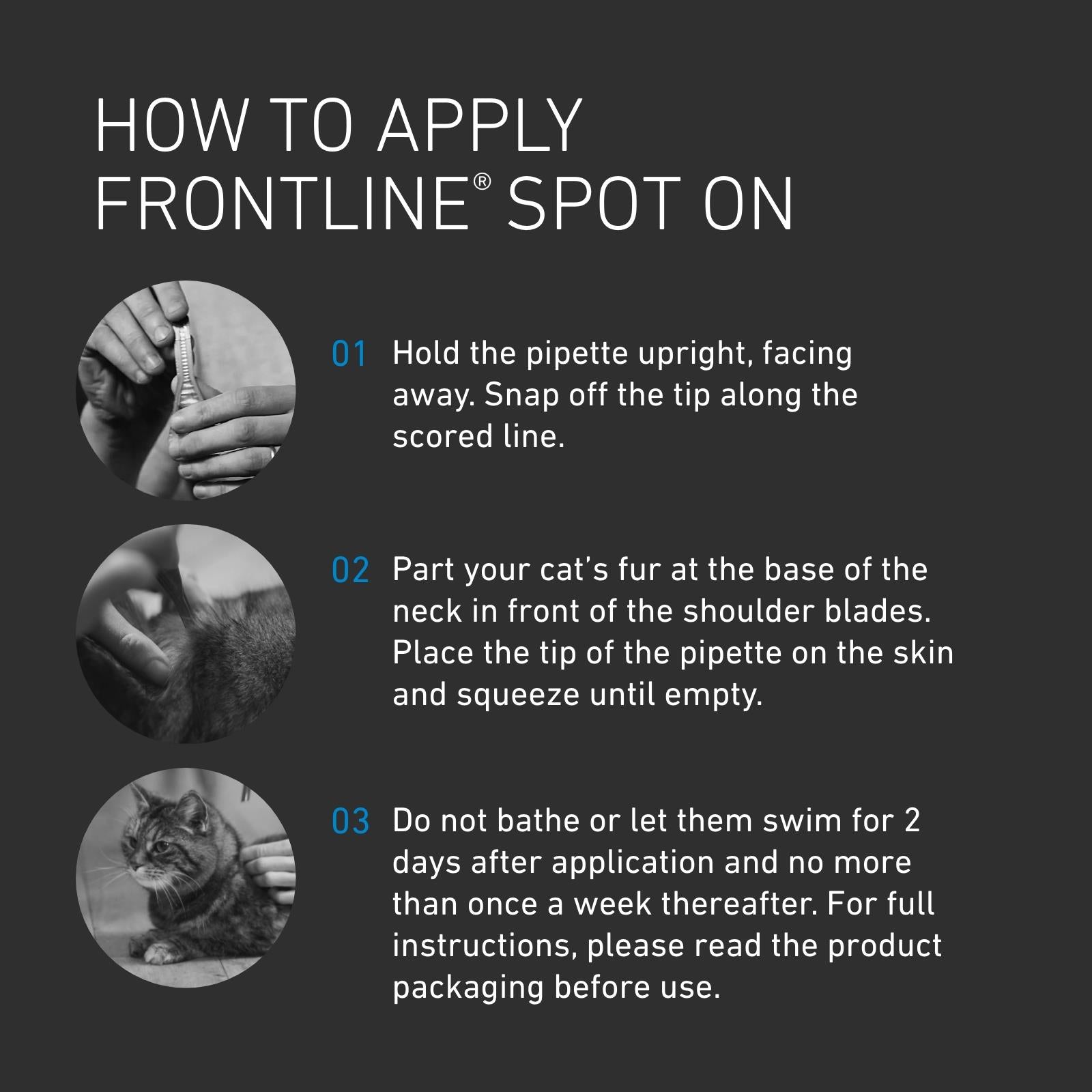 FRONTLINE SPOT ON Flea & Tick Treatment Cat 1, 3 and 6 Pipette Packs
