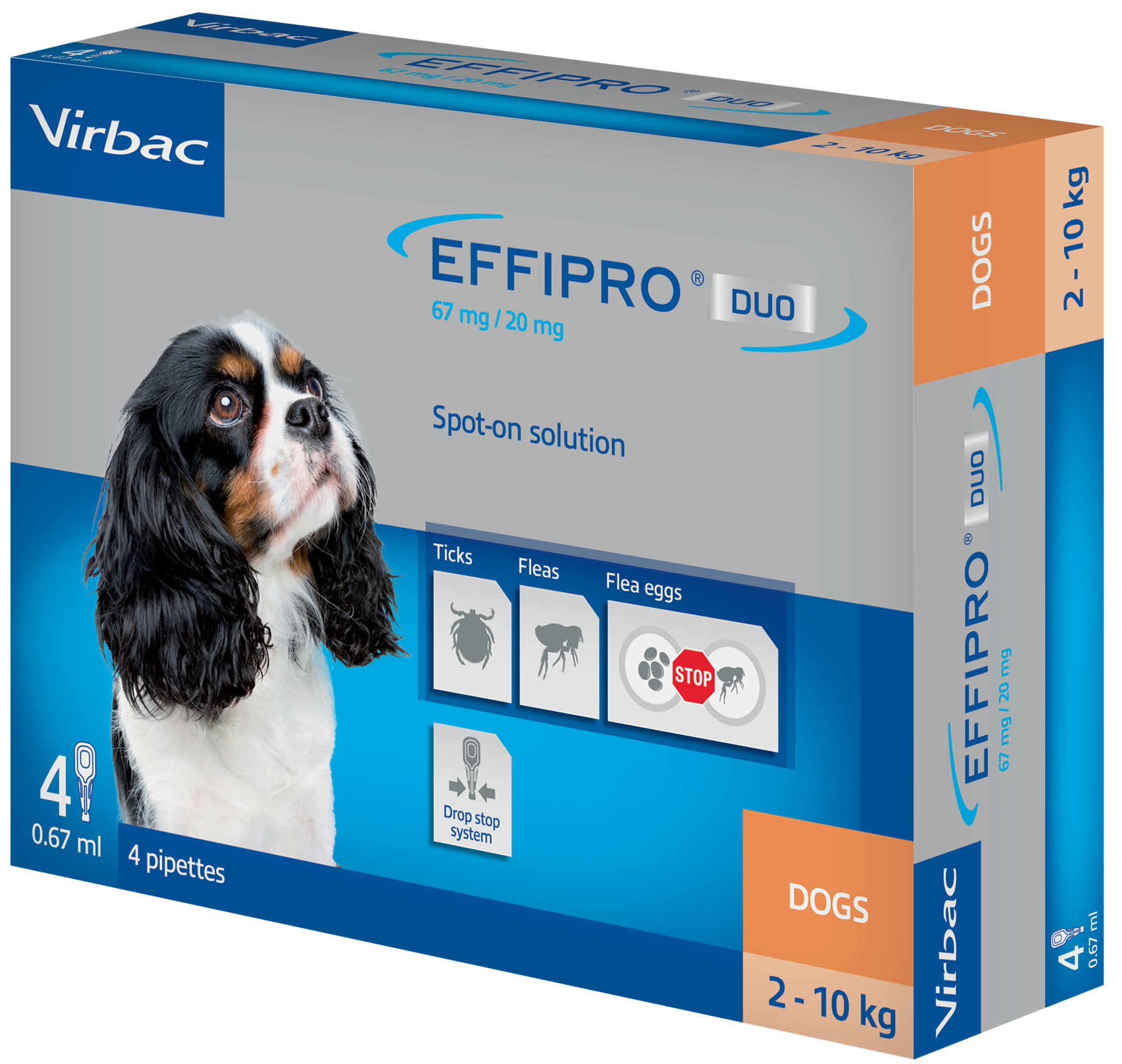 Effipro Duo Spot on Solutions For Cat S/M/L/XL Dog 4 Pipettes per Pack