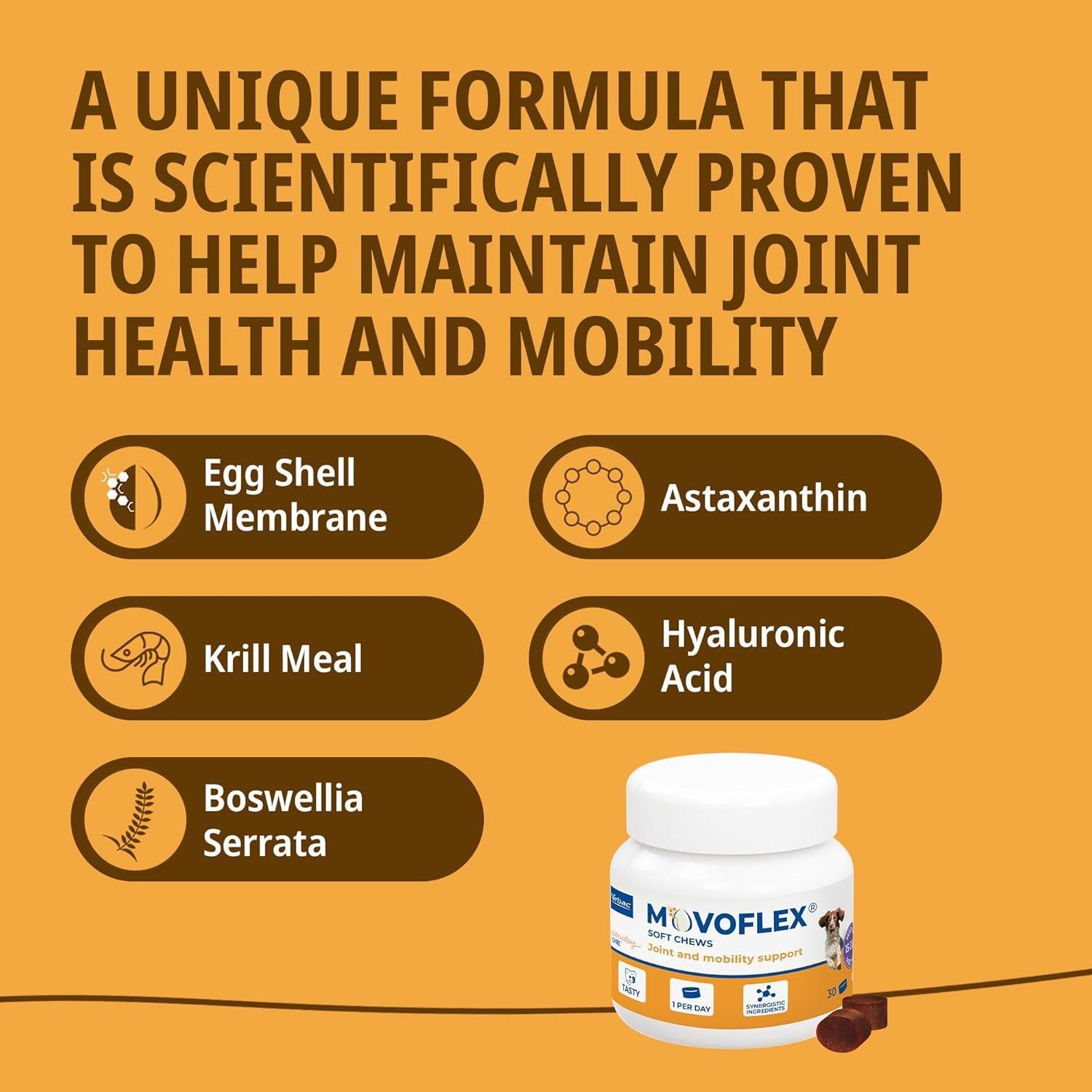 Movoflex Cat & Dog Joint & Mobility Support Supplement Highly Palatable Soft Chews x30