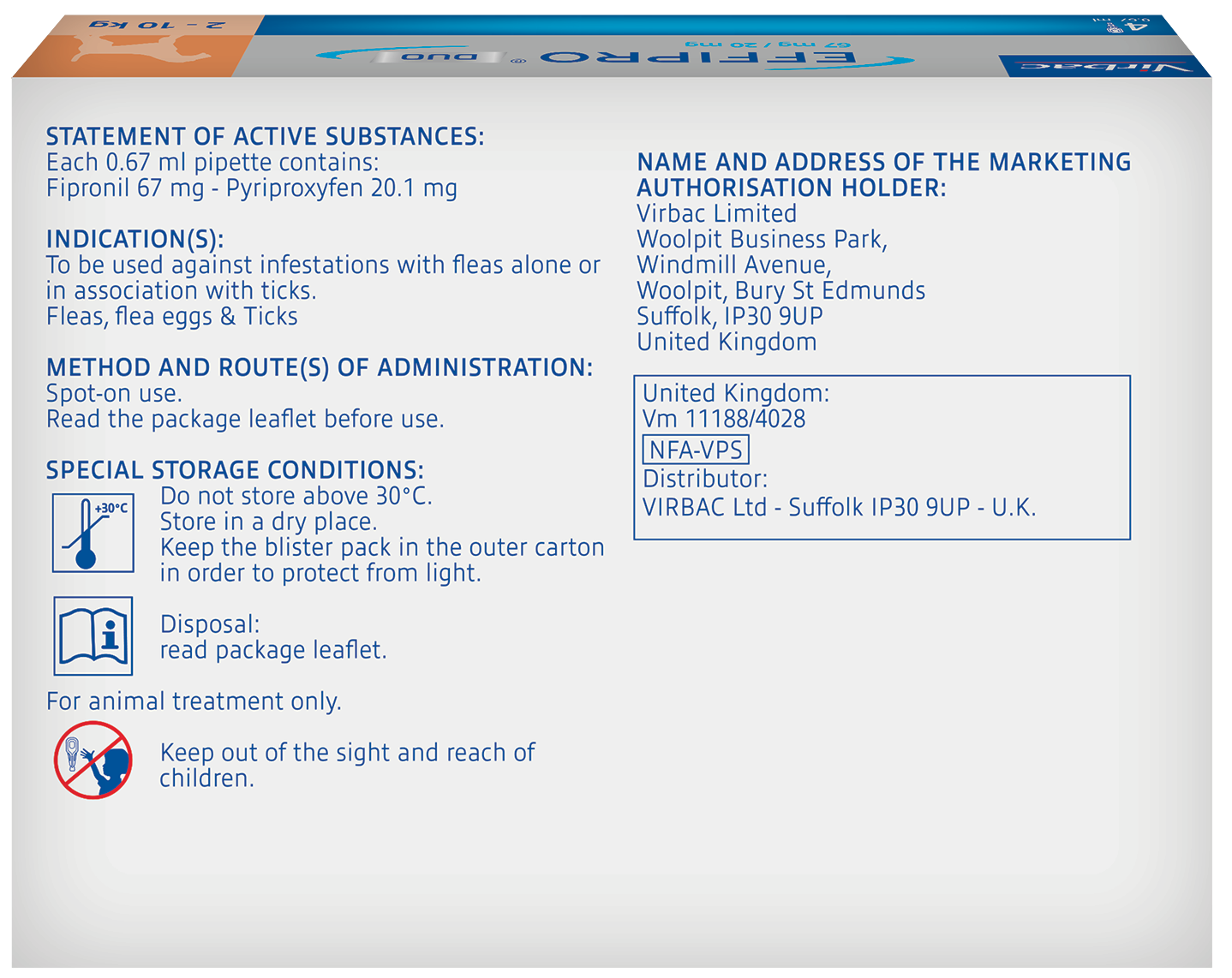 Effipro Duo Spot on Solutions For Cat S M L XL Dog 4 Pipettes per Pack