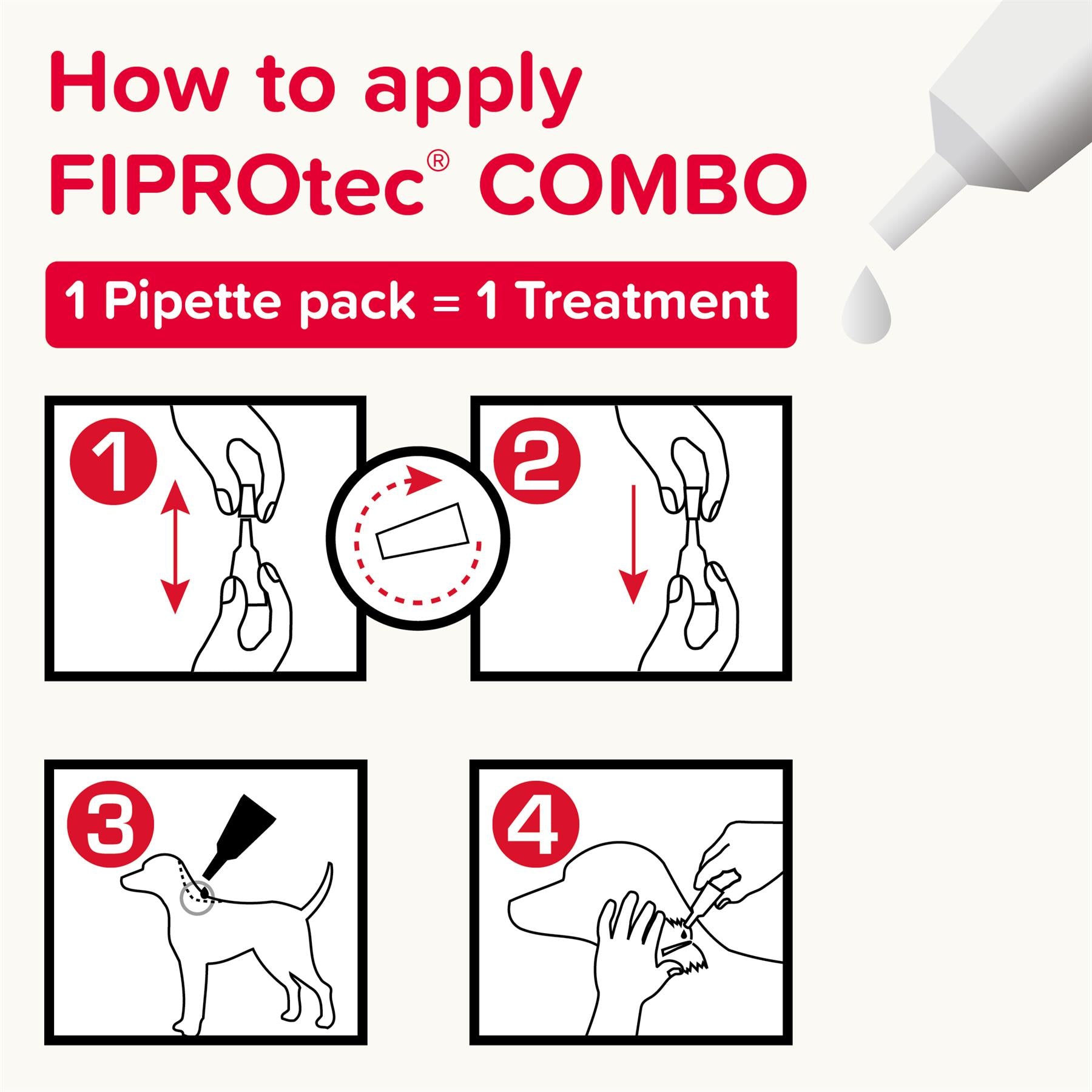 Beaphar FIPROtec COMBO Flea & Tick Spot-On for Medium Dogs (10-20kg), 1, 3, 6 Pipette