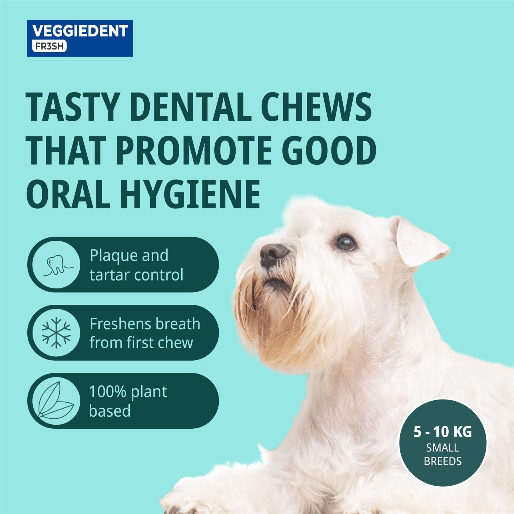 Virbac Veggiedent FR3SH Dental Chews for Dog Helps Clean Teeth & Freshen Breath, 15