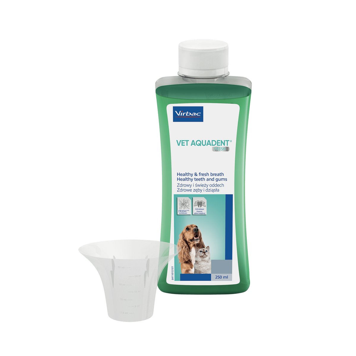 Virbac Vet Aquadent Anti-Plaque Solution for Cat and Dog, Pet Dental Care Solution