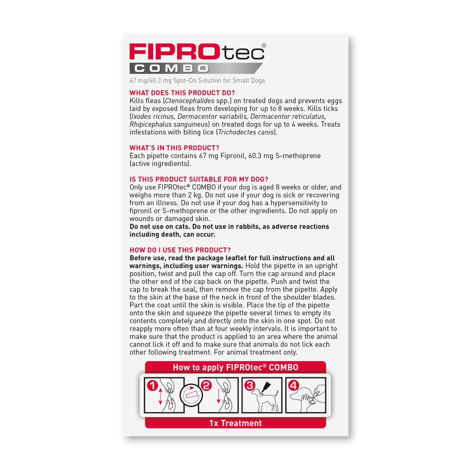Beaphar FIPROtec COMBO Flea & Tick Spot-On for Small Dogs