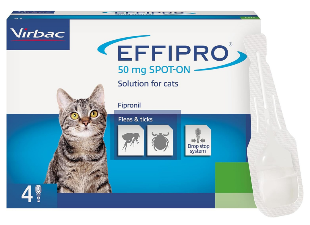 Effipro Spot On Flea Treatment AVM-GSL For Pets Cats & Dogs 4 Pipettes With Fipronil