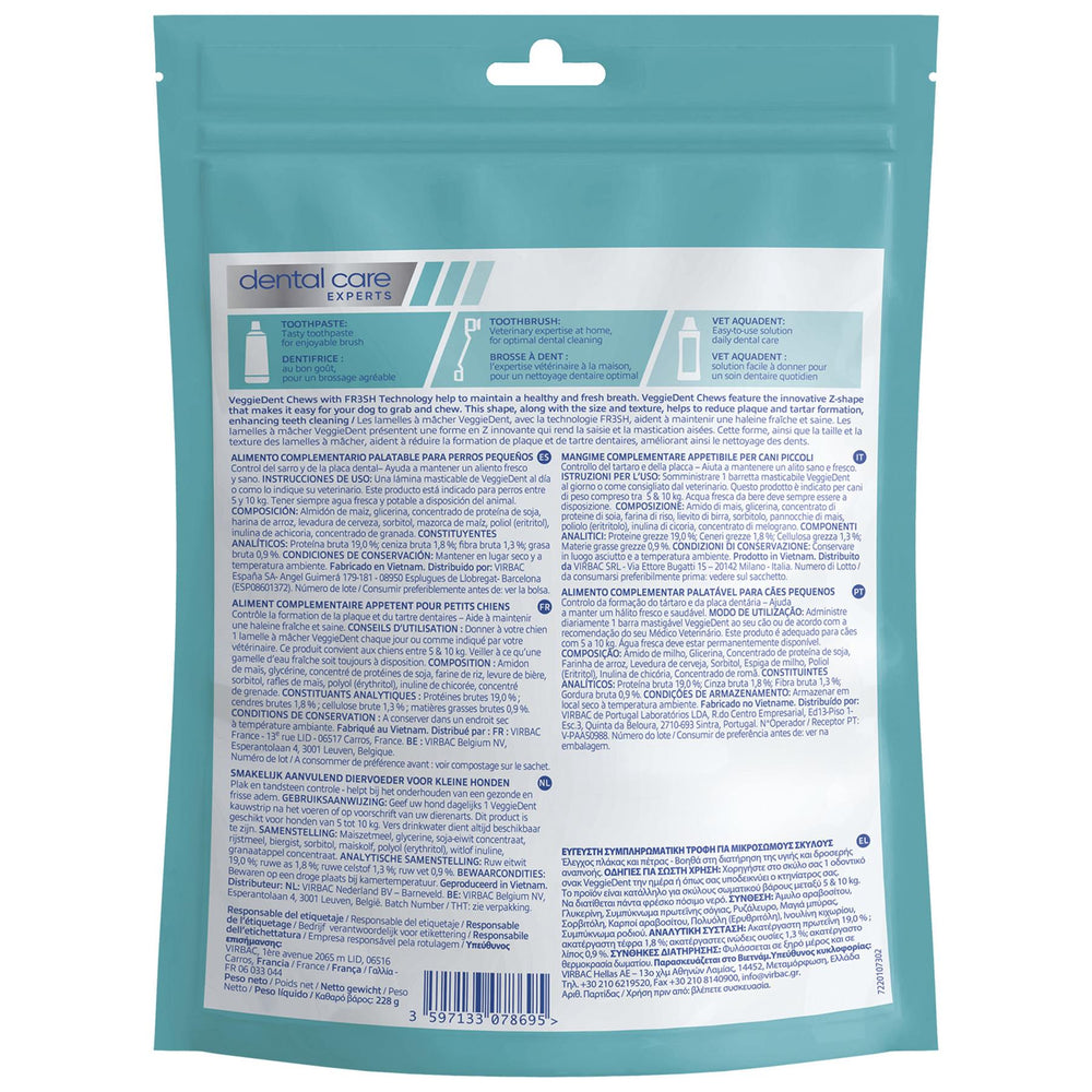 Virbac Veggiedent FR3SH Dental Chews for Dog Helps Clean Teeth & Freshen Breath, 15